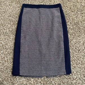 Ann Taylor Skirt Women's 6 Navy Blue White Tweed Lined Pencil Business Casual